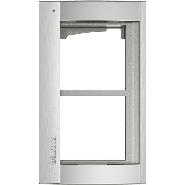BTICINO - Abdeckrahmen + Modulträger 2 Module, Türstation SFERA Aluminium, Farbe: Allmetal