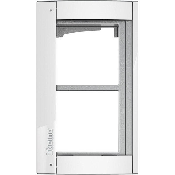 BTICINO - Abdeckrahmen + Modulträger 2 Module, Türstation SFERA Aluminium, Farbe: Allwhite