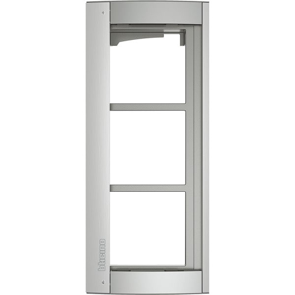 BTICINO - Abdeckrahmen + Modulträger 3 Module, Türstation SFERA Aluminium, Farbe: Allmetal