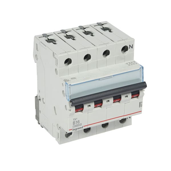 LEGRAND - TX3 Leitungsschutzschalter B-Charakteristik, 16A, 3-polig+N, 10kA, 400VAC, 4TE