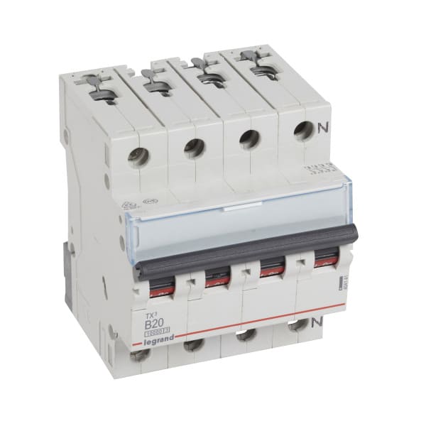 LEGRAND - TX3 Leitungsschutzschalter B-Charakteristik, 20A, 3-polig+N, 10kA, 400VAC, 4TE