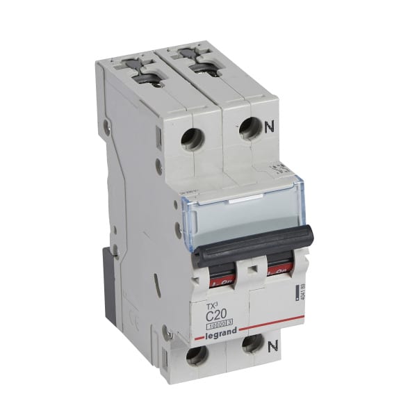 LEGRAND - TX3 Leitungsschutzschalter C-Charakteristik, 20A,1-polig+N, 10kA, 230VAC, 2TE