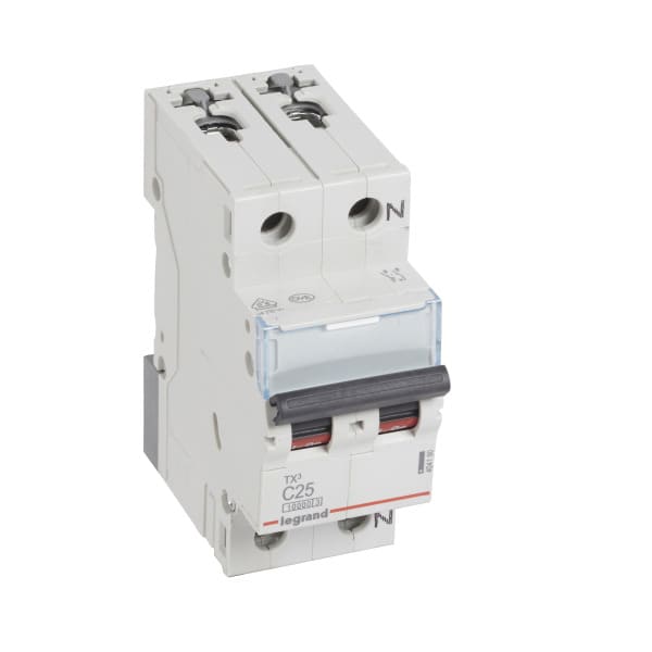 LEGRAND - TX3 Leitungsschutzschalter C-Charakteristik, 25A,1-polig+N, 10kA, 230VAC, 2TE