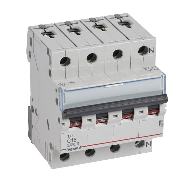 LEGRAND - TX3 Leitungsschutzschalter C-Charakteristik, 16A, 3-polig+N, 10kA, 400VAC, 4TE