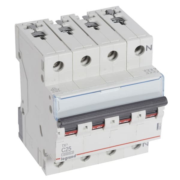LEGRAND - TX3 Leitungsschutzschalter C-Charakteristik, 25A, 3-polig+N, 10kA, 400VAC, 4TE