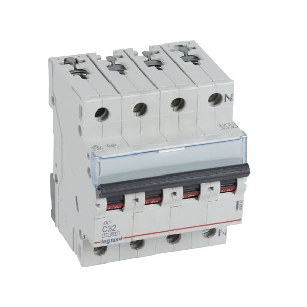 LEGRAND - TX3 Leitungsschutzschalter C-Charakteristik, 32A, 3-polig+N, 10kA, 400VAC, 4TE