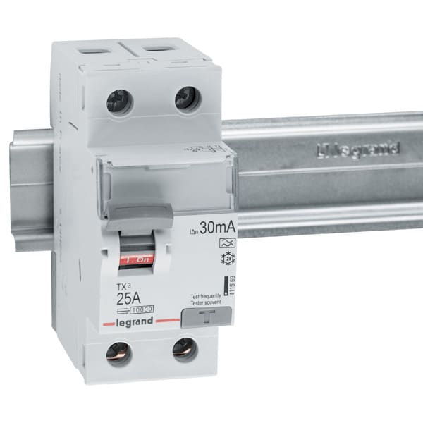 LEGRAND - TX3 Fehlerstromschutzschalter 25A, 2-polig, 30mA, Typ A, 230VAC, 2TE