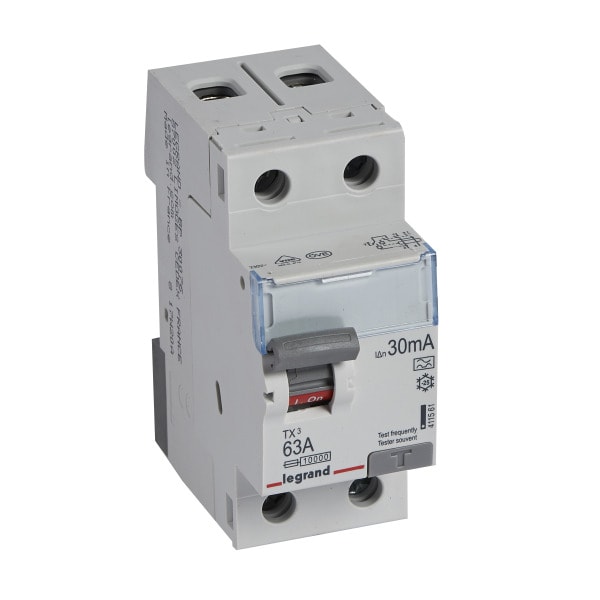 LEGRAND - TX3 Fehlerstromschutzschalter 63A, 2-polig, 30mA, Typ A, 230VAC, 2TE