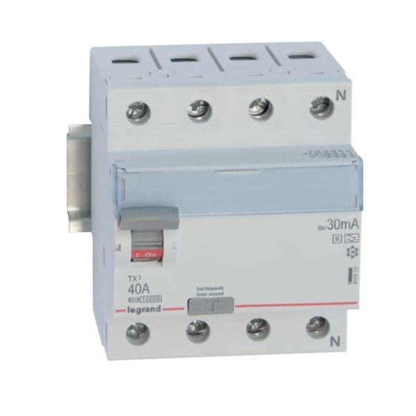 LEGRAND - TX3 Fehlerstromschutzschalter 40A, 4-polig, 30mA, Typ F-G, 400VAC, 4TE