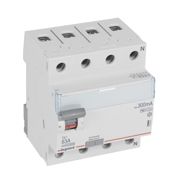 LEGRAND - TX3 Fehlerstromschutzschalter 63A, 4-polig, 300mA, Typ F, 400VAC, 4TE