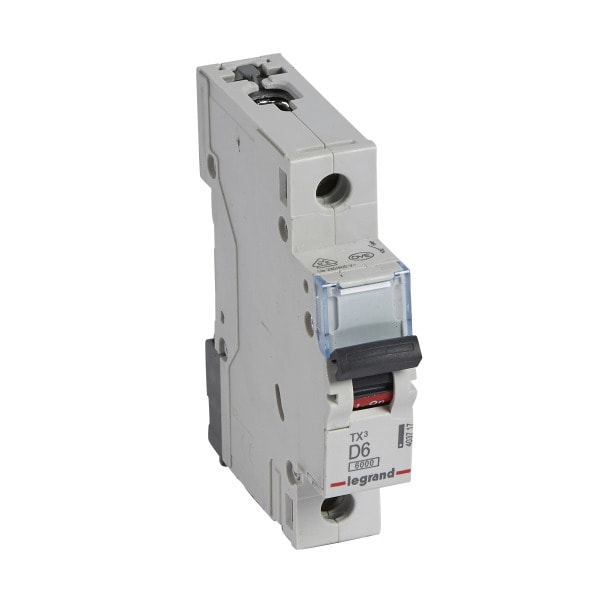 LEGRAND - TX3 Leitungsschutzschalter D-Charakteristik, 6A, 1-polig, 6kA, 230/400VAC, 1TE