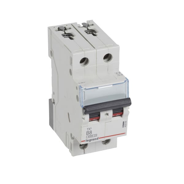 LEGRAND - TX3 Leitungsschutzschalter B-Charakteristik, 8A, 2-polig, 6kA, 400VAC, 2TE