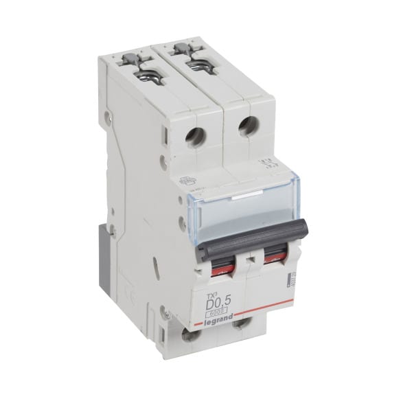 LEGRAND - TX3 Leitungsschutzschalter D-Charakteristik, 0,5A, 2-polig, 6kA, 400VAC, 2TE