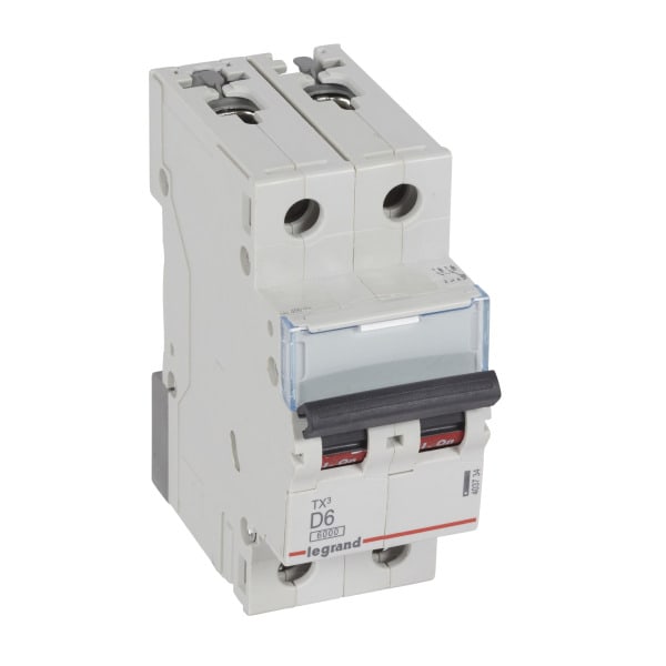 LEGRAND - TX3 Leitungsschutzschalter D-Charakteristik, 6A, 2-polig, 6kA, 400VAC, 2TE
