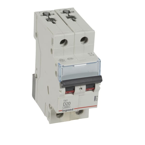 LEGRAND - TX3 Leitungsschutzschalter D-Charakteristik, 20A, 2-polig, 6kA, 400VAC, 2TE