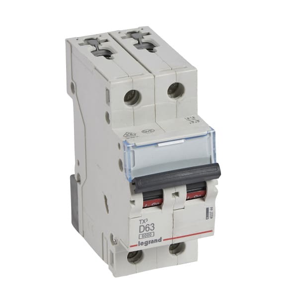LEGRAND - TX3 Leitungsschutzschalter D-Charakteristik, 63A, 2-polig, 6kA, 400VAC, 2TE