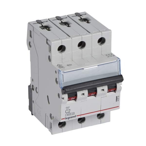 LEGRAND - TX3 Leitungsschutzschalter C-Charakteristik, 2A, 3-polig, 6kA, 400VAC, 3TE