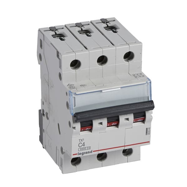 LEGRAND - TX3 Leitungsschutzschalter C-Charakteristik, 4A, 3-polig, 6kA, 400VAC, 3TE