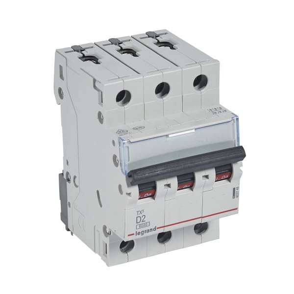 LEGRAND - TX3 Leitungsschutzschalter D-Charakteristik, 2A, 3-polig, 6kA, 400VAC, 3TE