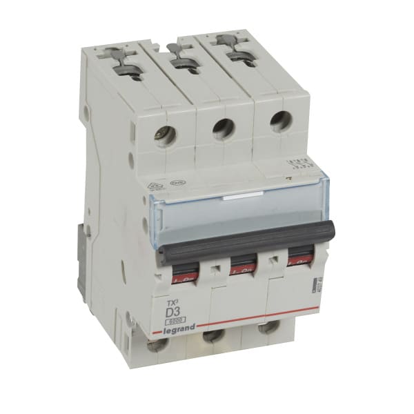 LEGRAND - TX3 Leitungsschutzschalter D-Charakteristik, 3A, 3-polig, 6kA, 400VAC, 3TE