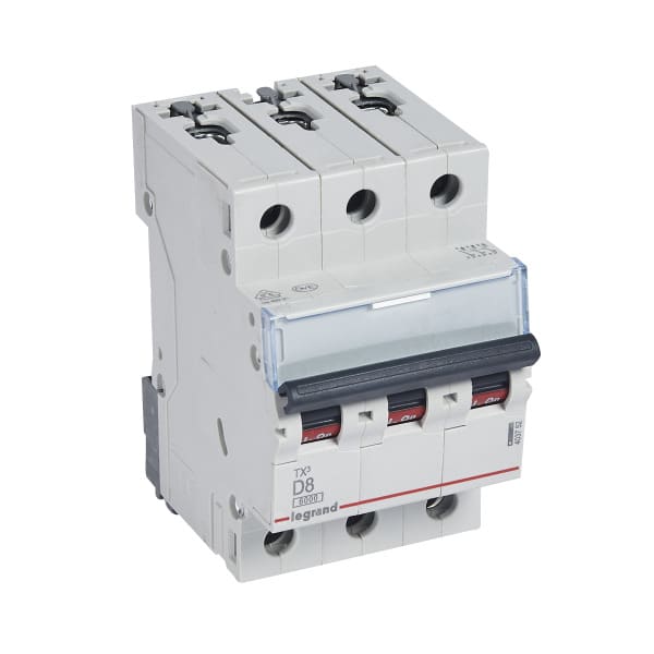 LEGRAND - TX3 Leitungsschutzschalter D-Charakteristik, 8A, 3-polig, 6kA, 400VAC, 3TE