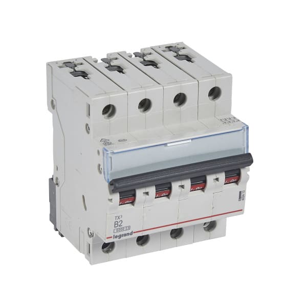 LEGRAND - TX3 Leitungsschutzschalter B-Charakteristik, 2A, 4-polig, 6kA, 400VAC, 4TE