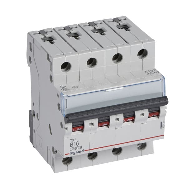 LEGRAND - TX3 Leitungsschutzschalter B-Charakteristik, 16A, 4-polig, 6kA, 400VAC, 4TE