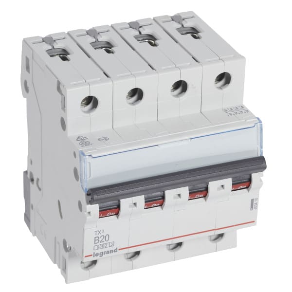 LEGRAND - TX3 Leitungsschutzschalter B-Charakteristik, 20A, 4-polig, 6kA, 400VAC, 4TE