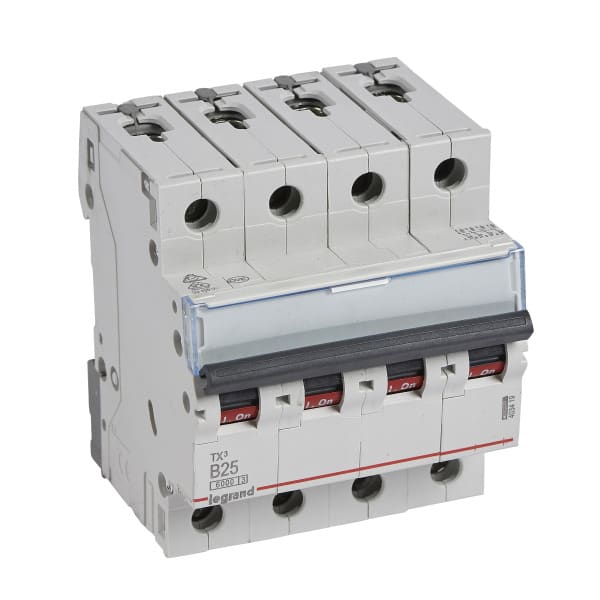 LEGRAND - TX3 Leitungsschutzschalter B-Charakteristik, 25A, 4-polig, 6kA, 400VAC, 4TE