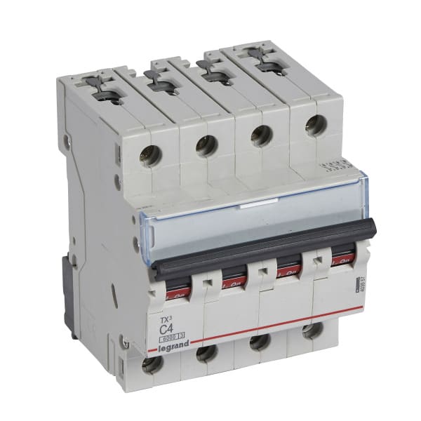 LEGRAND - TX3 Leitungsschutzschalter C-Charakteristik, 4A, 4-polig, 6kA, 400VAC, 4TE