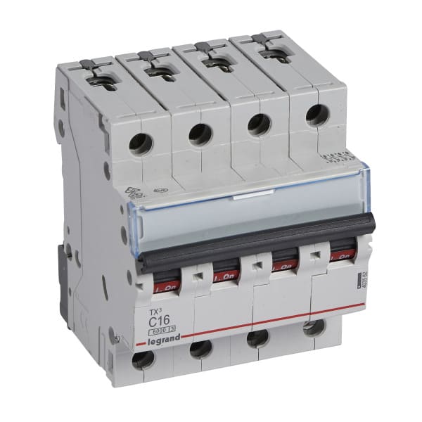 LEGRAND - TX3 Leitungsschutzschalter C-Charakteristik, 16A, 4-polig, 6kA, 400VAC, 4TE