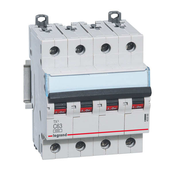 LEGRAND - TX3 Leitungsschutzschalter C-Charakteristik, 63A, 4-polig, 6kA, 400VAC, 4TE