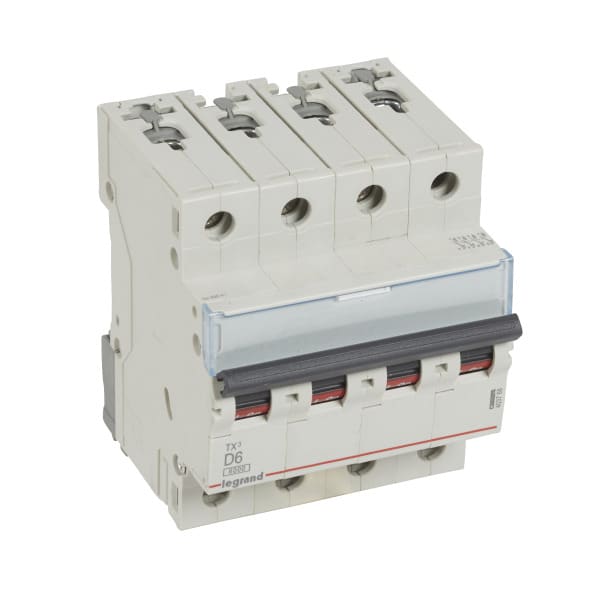 LEGRAND - TX3 Leitungsschutzschalter D-Charakteristik, 6A, 4-polig, 6kA, 400VAC, 4TE