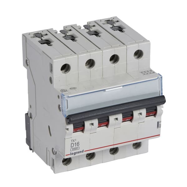 LEGRAND - TX3 Leitungsschutzschalter D-Charakteristik, 16A, 4-polig, 6kA, 400VAC, 4TE