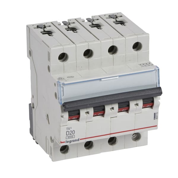 LEGRAND - TX3 Leitungsschutzschalter D-Charakteristik, 20A, 4-polig, 6kA, 400VAC, 4TE