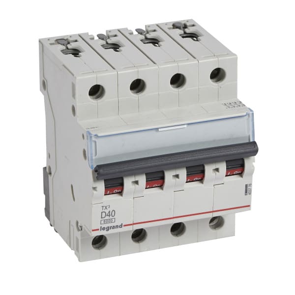 LEGRAND - TX3 Leitungsschutzschalter D-Charakteristik, 40A, 4-polig, 6kA, 400VAC, 4TE