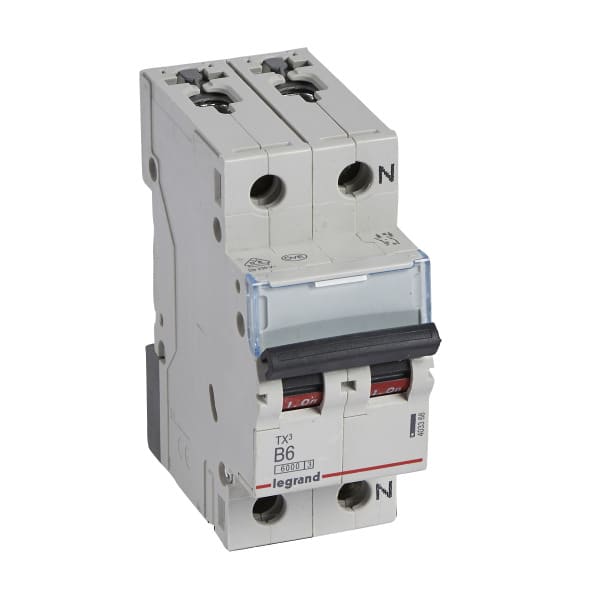 LEGRAND - TX3 Leitungsschutzschalter B-Charakteristik, 6A, 1-polig+N, 6kA, 230VAC, 2TE