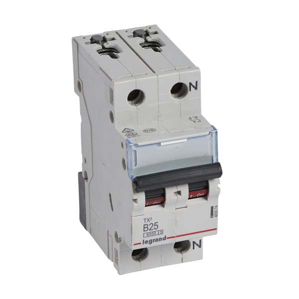 LEGRAND - TX3 Leitungsschutzschalter B-Charakteristik, 25A, 1-polig+N, 6kA, 230VAC, 2TE