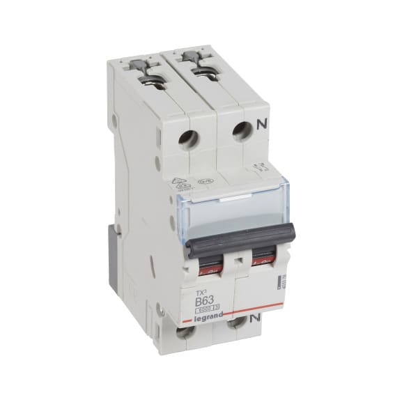 LEGRAND - TX3 Leitungsschutzschalter B-Charakteristik, 63A, 1-polig+N, 6kA, 230VAC, 2TE
