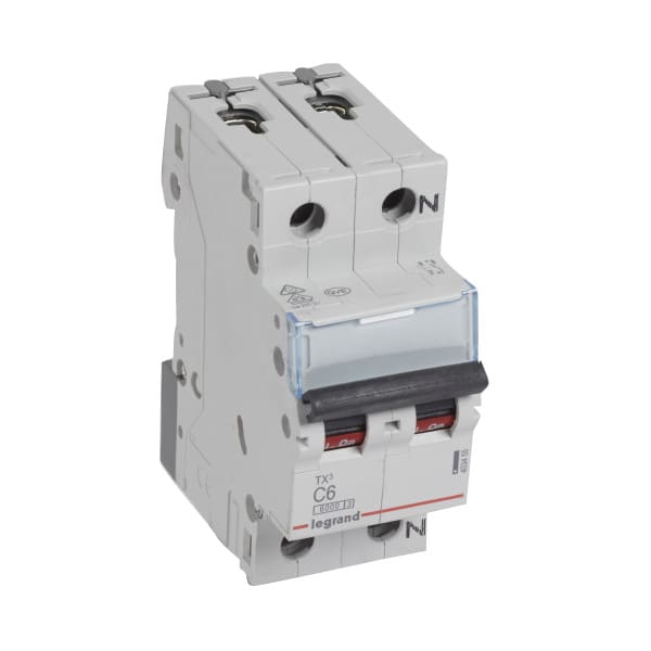 LEGRAND - TX3 Leitungsschutzschalter C-Charakteristik, 6A, 1-polig+N, 6kA, 230VAC, 2TE