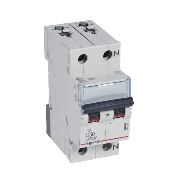 LEGRAND - TX3 Leitungsschutzschalter C-Charakteristik, 50A, 1-polig+N,6kA, 230VAC, 2TE