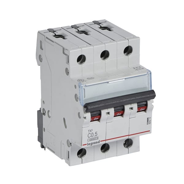 LEGRAND - TX3 Leitungsschutzschalter C-Charakteristik, 0,5A, 3-polig, 10kA, 400VAC, 3TE