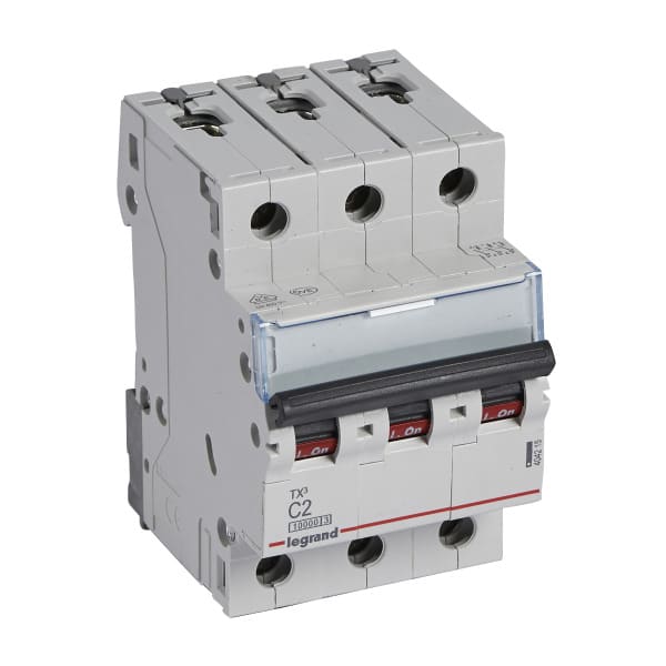 LEGRAND - TX3 Leitungsschutzschalter C-Charakteristik, 2A, 3-polig, 10kA, 400VAC, 3TE