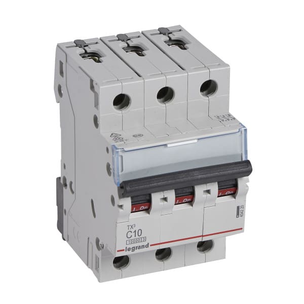 LEGRAND - TX3 Leitungsschutzschalter C-Charakteristik, 10A, 3-polig, 10kA, 400VAC, 3TE