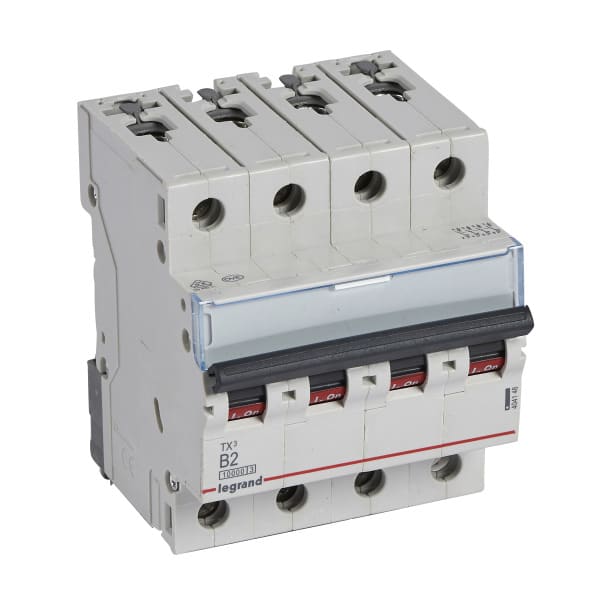LEGRAND - TX3 Leitungsschutzschalter B-Charakteristik, 2A, 4-polig, 10kA, 400VAC, 4TE