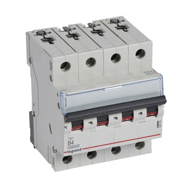 LEGRAND - TX3 Leitungsschutzschalter B-Charakteristik, 4A, 4-polig, 10kA, 400VAC, 4TE