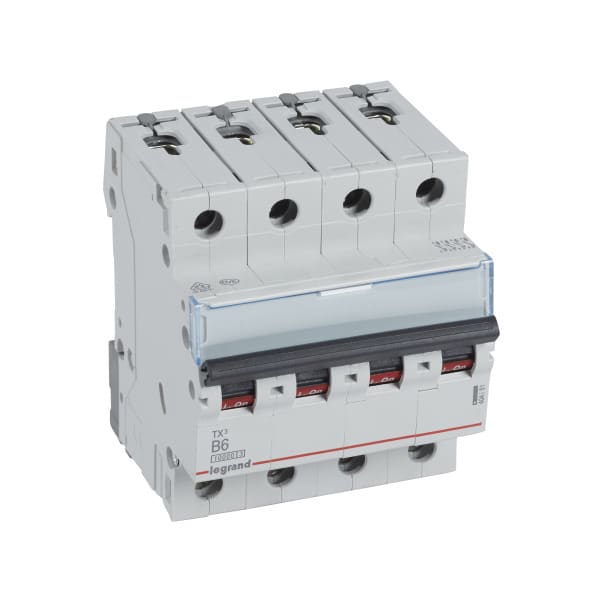 LEGRAND - TX3 Leitungsschutzschalter B-Charakteristik, 6A, 4-polig, 10kA, 400VAC, 4TE