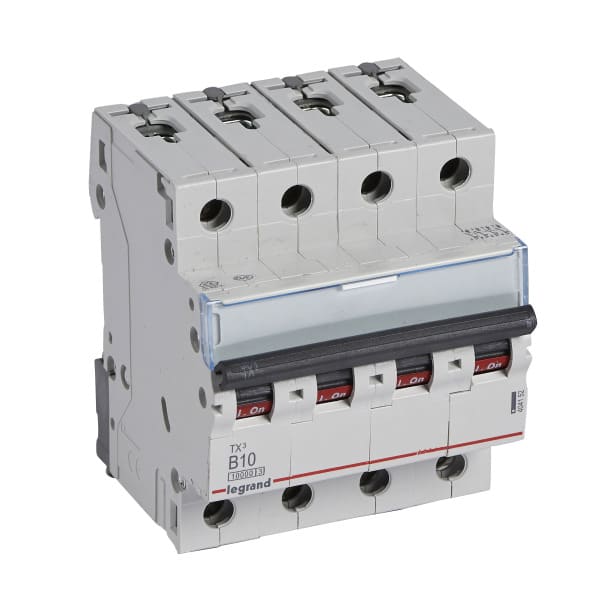 LEGRAND - TX3 Leitungsschutzschalter B-Charakteristik, 10A, 4-polig, 10kA, 400VAC, 4TE