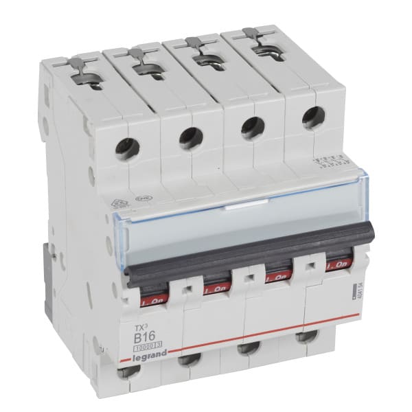 LEGRAND - TX3 Leitungsschutzschalter B-Charakteristik, 16A, 4-polig, 10kA, 400VAC, 4TE
