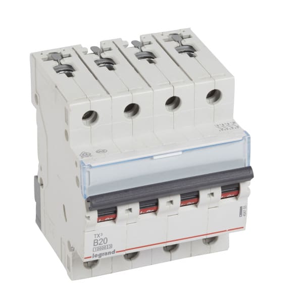 LEGRAND - TX3 Leitungsschutzschalter B-Charakteristik, 20A, 4-polig, 10kA, 400VAC, 4TE